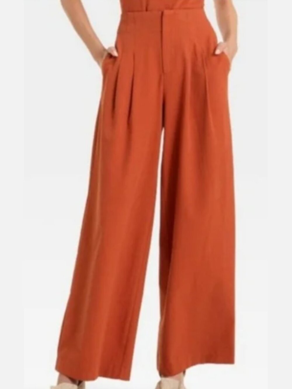 Rust Ultra Wide Leg Pants Palazzo Style